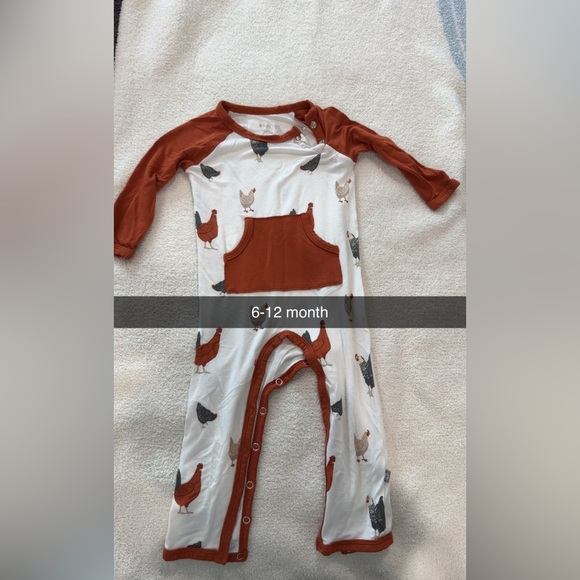 Kyte BABY Other - Kyte BABY White Romper with Chicken Design and Rust Trim
